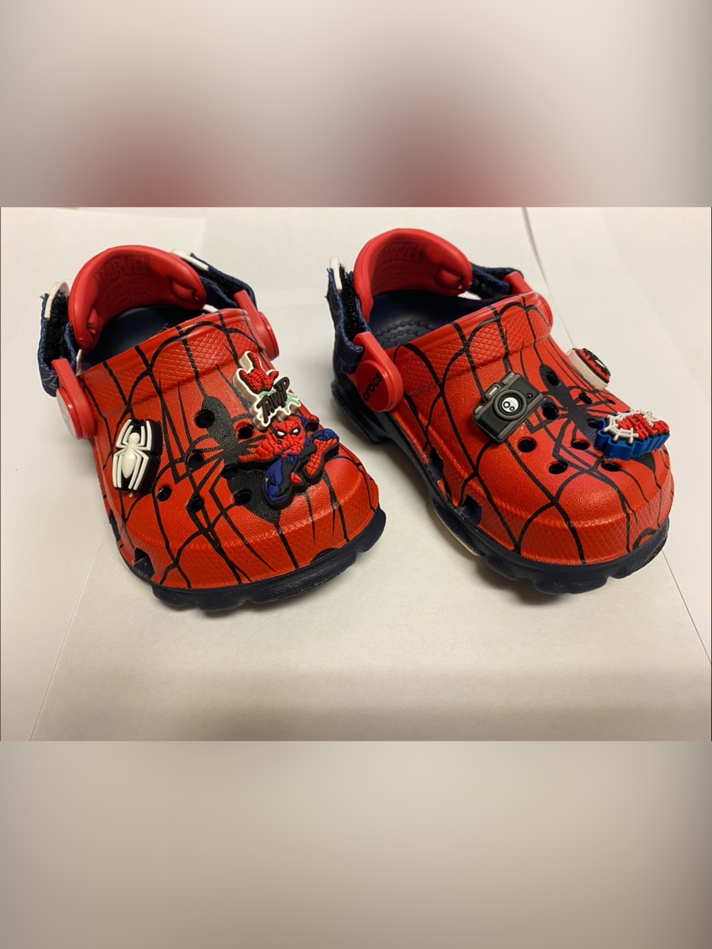 CROCS Kids' Red & Black SpiderMan-Web Sandals